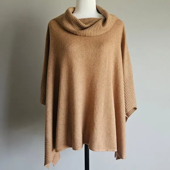 Cullen Superfine Wool Cashmere Luxe Poncho Sweater Petite Small Neutral Capsule