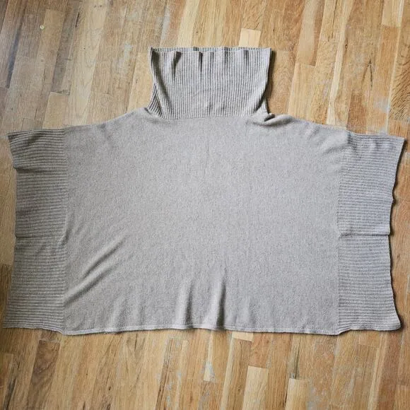 Cullen Superfine Wool Cashmere Luxe Poncho Sweater Petite Small Neutral Capsule