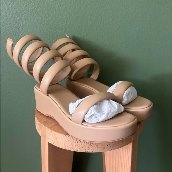 Cult Gaia Gabi Natural Ankle Wrap Sandals in Dunes NEW