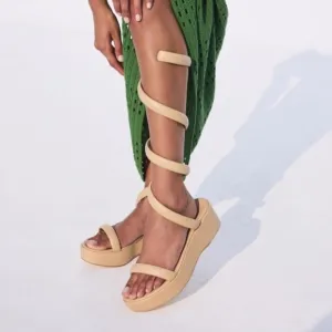 Cult Gaia Gabi Natural Ankle Wrap Sandals in Dunes NEW