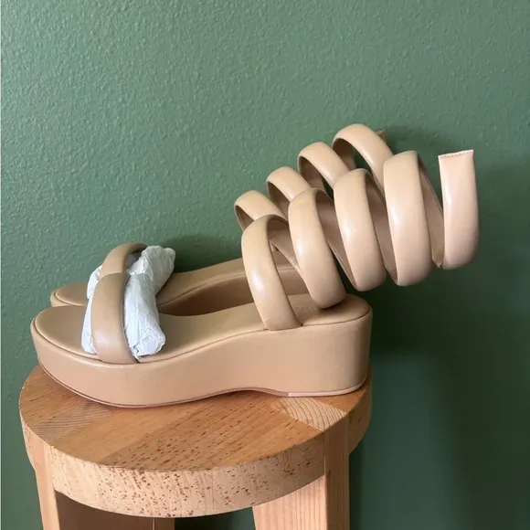 Cult Gaia Gabi Natural Ankle Wrap Sandals in Dunes NEW