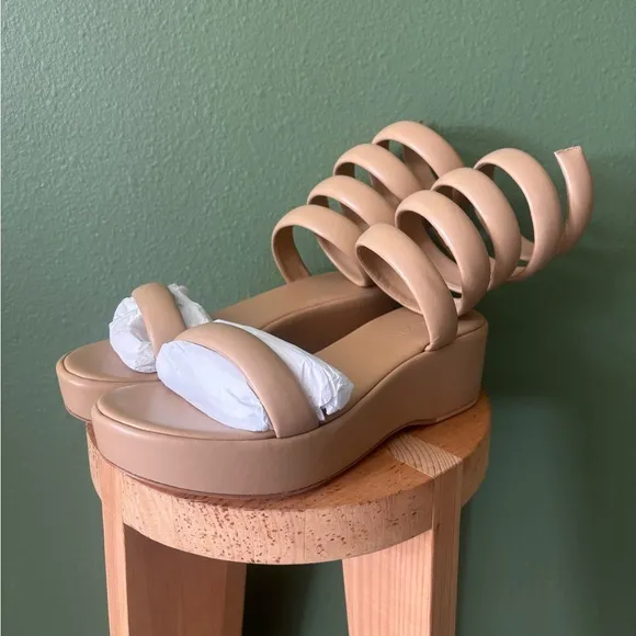 Cult Gaia Gabi Natural Ankle Wrap Sandals in Dunes NEW