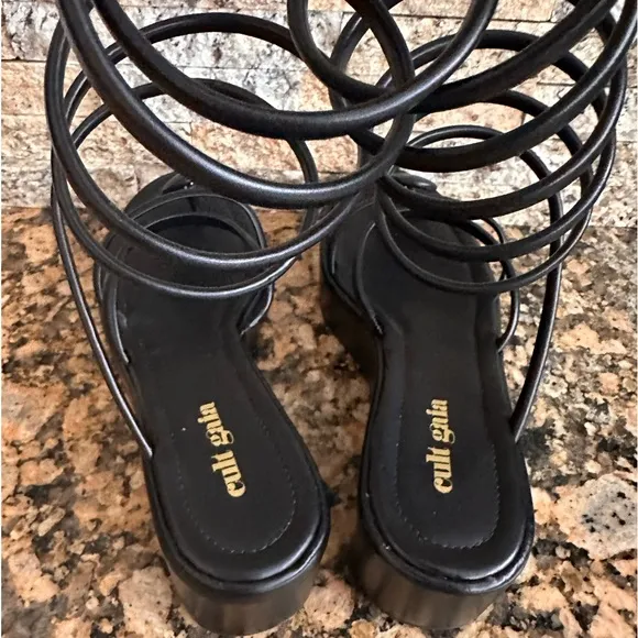 Cult Gaia Alba platform sandal black