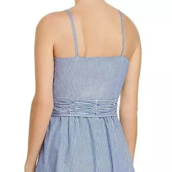 CUPIO blue/white sleeveless faux wrap dress M nwt