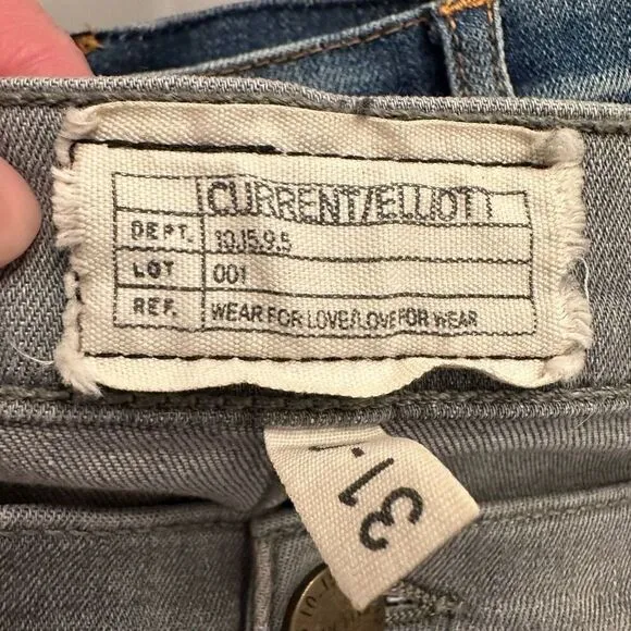 Current Elliot Fade Destroy Ankle Skinny Cheville Distressed Jeans Gray Size 31