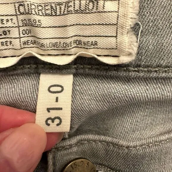 Current Elliot Fade Destroy Ankle Skinny Cheville Distressed Jeans Gray Size 31
