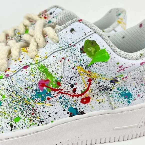 Custom‎ Air Force 1 Colorful Splatter Drip Men's Women's Custom Shoes Size 9.5