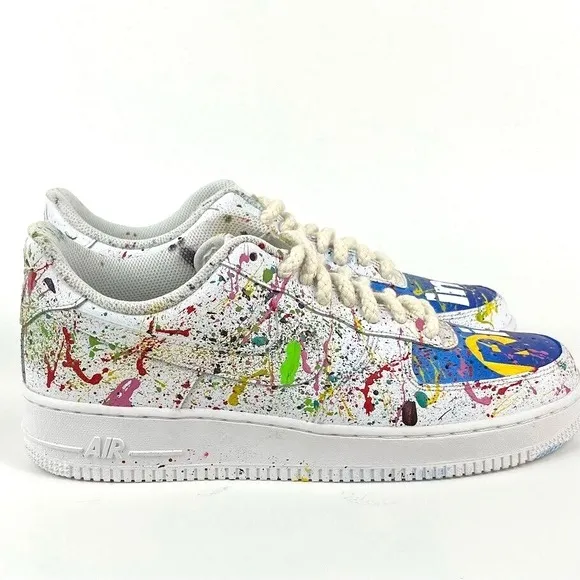 Custom‎ Air Force 1 Colorful Splatter Drip Men's Women's Custom Shoes Size 9.5