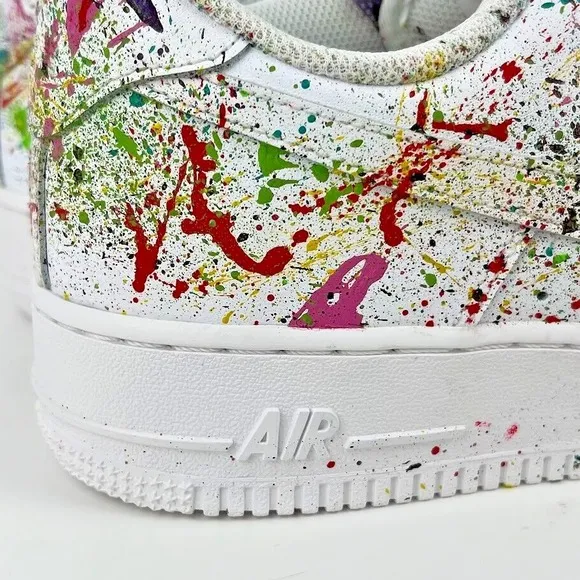 Custom‎ Air Force 1 Colorful Splatter Drip Men's Women's Custom Shoes Size 9.5