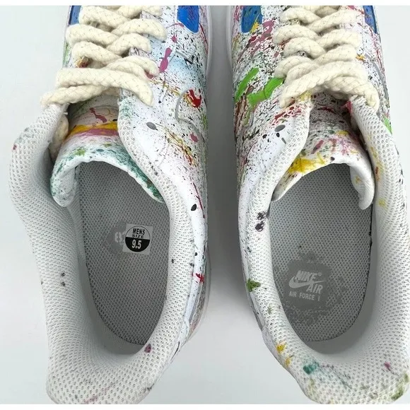 Custom‎ Air Force 1 Colorful Splatter Drip Men's Women's Custom Shoes Size 9.5