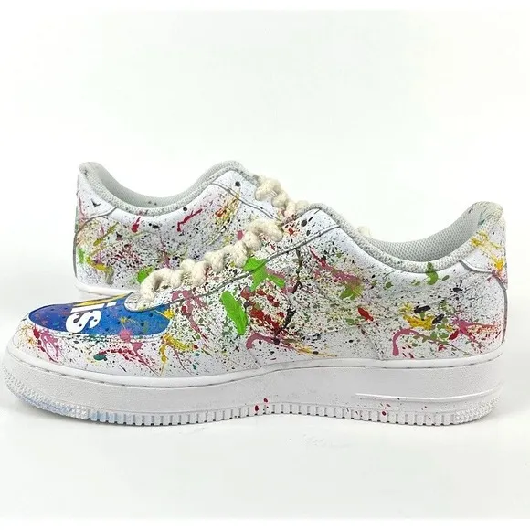 Custom‎ Air Force 1 Colorful Splatter Drip Men's Women's Custom Shoes Size 9.5