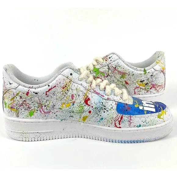Custom‎ Air Force 1 Colorful Splatter Drip Men's Women's Custom Shoes Size 9.5
