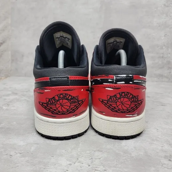 Custom Air Jordan 1 Retro Low Mens Size 10 Gym‎ Red White Black Sneakers Shoes