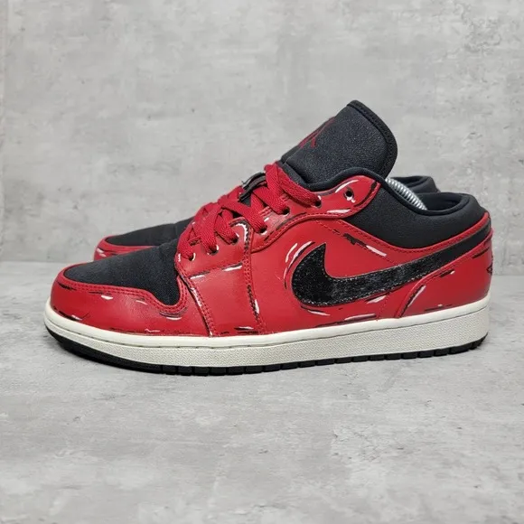 Custom Air Jordan 1 Retro Low Mens Size 10 Gym‎ Red White Black Sneakers Shoes