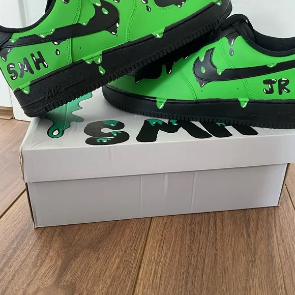 Custom Green drippy air force 1s shoes