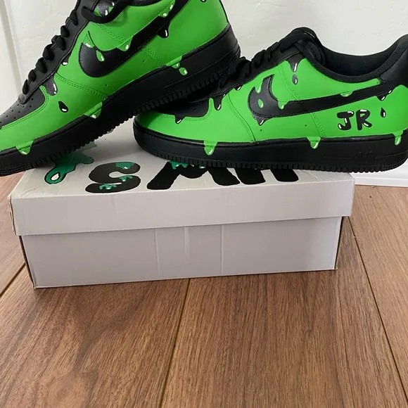 Custom Green drippy air force 1s shoes