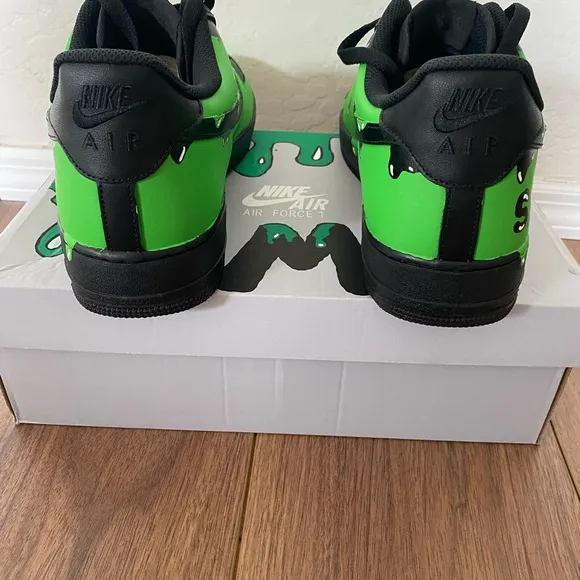 Custom Green drippy air force 1s shoes