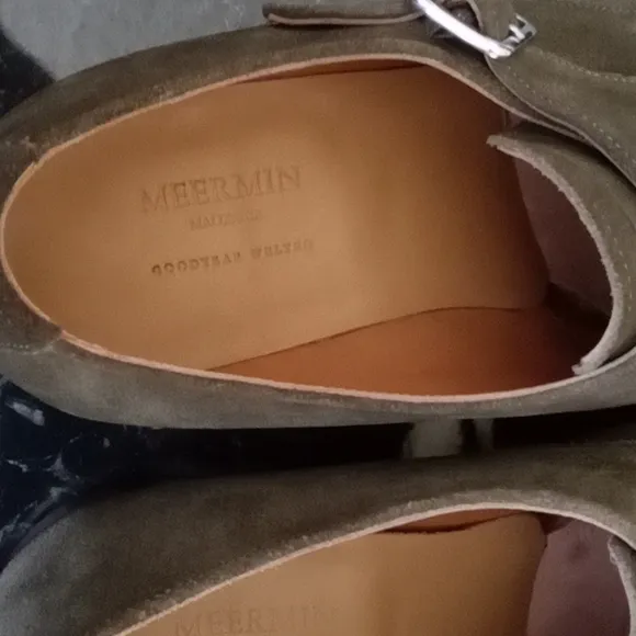 Custom handmade in Mallorca Spain, a special dark Olive suede double strap