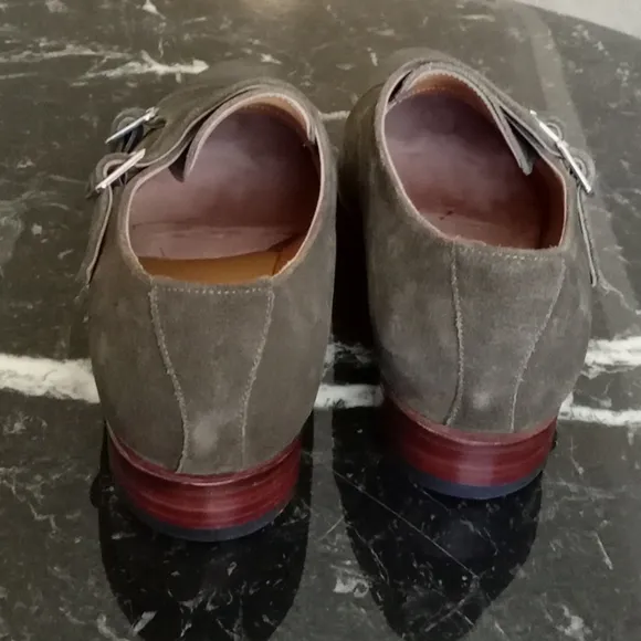 Custom handmade in Mallorca Spain, a special dark Olive suede double strap