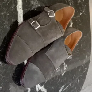 Custom handmade in Mallorca Spain, a special dark Olive suede double strap