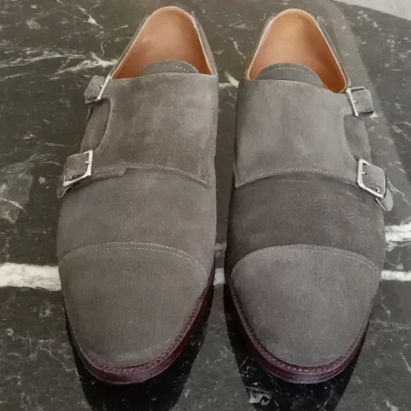 Custom handmade in Mallorca Spain, a special dark Olive suede double strap