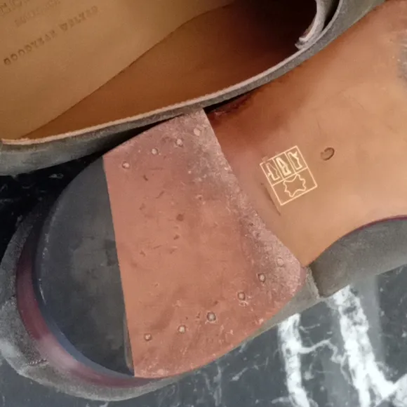 Custom handmade in Mallorca Spain, a special dark Olive suede double strap