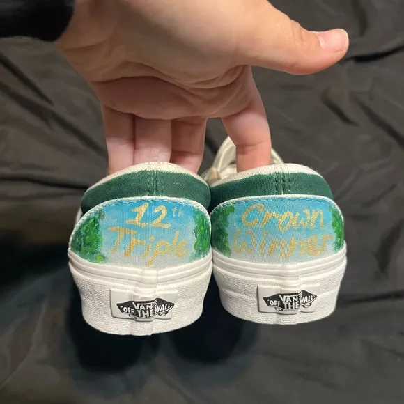 Custom Made American Pharoah Victor Espinoza 12th Triple Crown Winner Vans Shoes