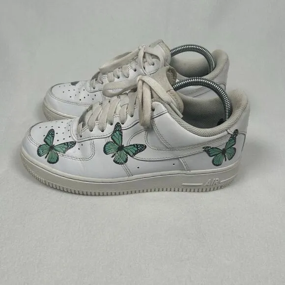 Custom Nike Air Force 1 Low Women's Size 7.5 Green Butterfly‎ Sneakers