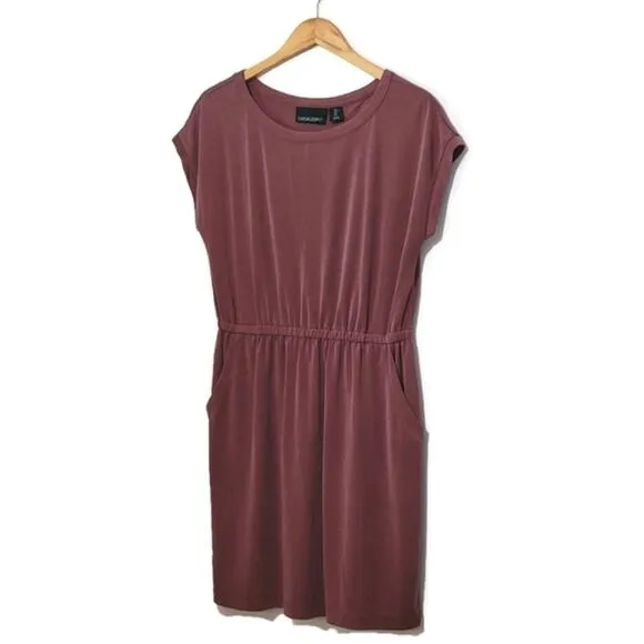 Cynthia Rowley Athleisure Sporty Mini Dress Scoop Neck Short Sleeve Red Size L