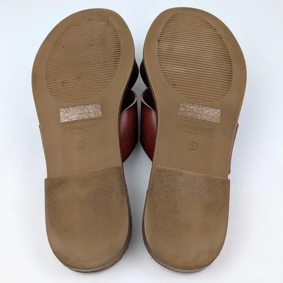 Cynthia Rowley Libra Cognac Criss Cross Sandals Wide Strap Vegan Boho Rustic 6.5