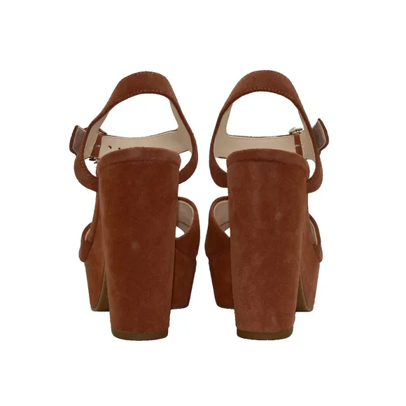 D0 NIB KATE SPADE Grace Dark Tawny Split Suede Platform Sandal Shoes Size 6 B