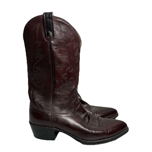 Dan Post Cowboy Boots Men's 12D Black Cherry Vintage Western USA 112R