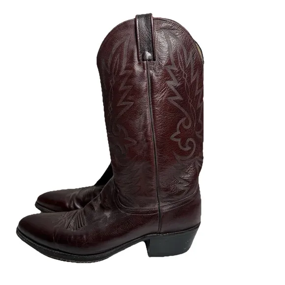 Dan Post Cowboy Boots Men's 12D Black Cherry Vintage Western USA 112R