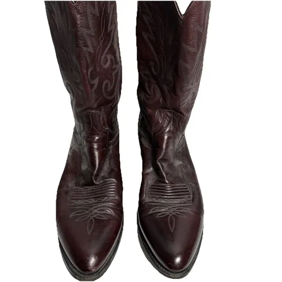 Dan Post Cowboy Boots Men's 12D Black Cherry Vintage Western USA 112R