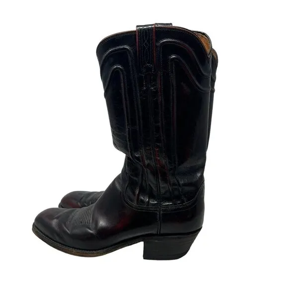 Dan Post Men's 8.5 Cherry Burgundy Vintage Leather Cowboy Western Boots Handmade