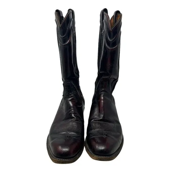 Dan Post Men's 8.5 Cherry Burgundy Vintage Leather Cowboy Western Boots Handmade
