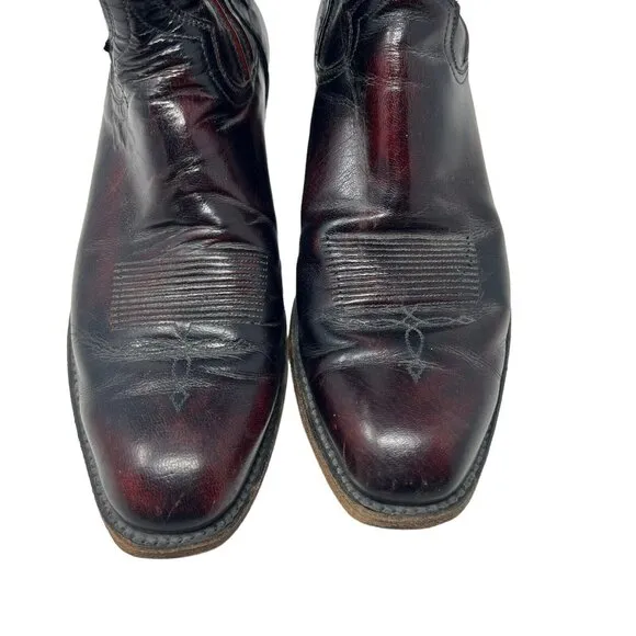 Dan Post Men's 8.5 Cherry Burgundy Vintage Leather Cowboy Western Boots Handmade