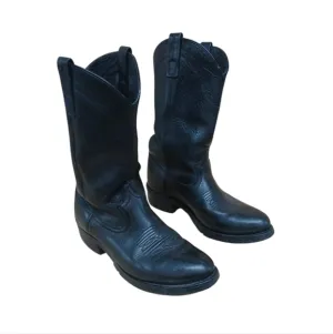 Dan Post Vintage Black Leather Cowboy Boots Size 8 D