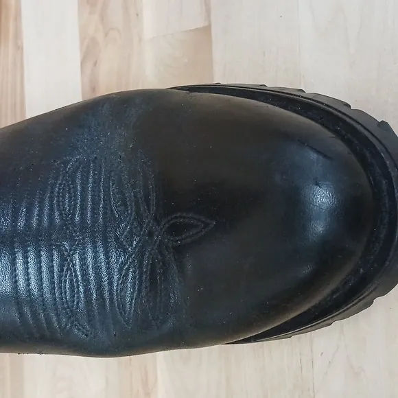 Dan Post Vintage Black Leather Cowboy Boots Size 8 D