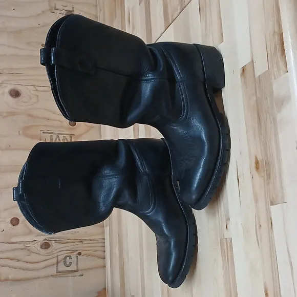 Dan Post Vintage Black Leather Cowboy Boots Size 8 D