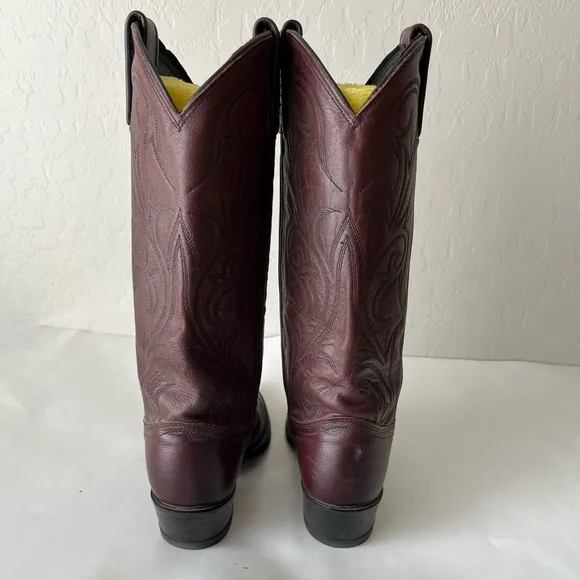 Dan Post Vintage Maroon Burgundy Leather Western Cowgirl Cowboy Boots