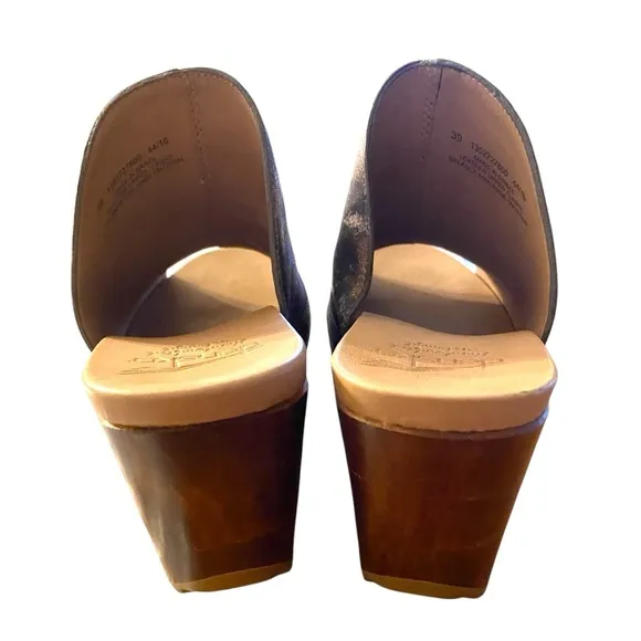Dansko 70s Retro Wedge Cut Out Heel Sandals Limited Ed Wood Clogs Boho Hippie