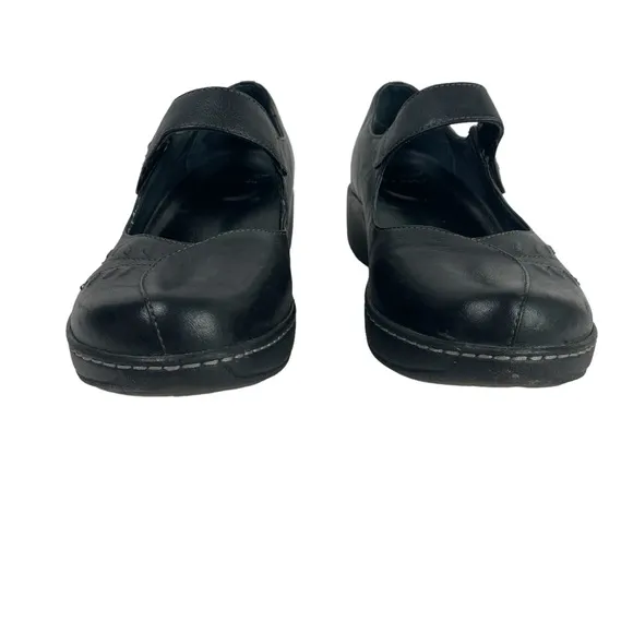 Dansko Annie Clogs Leather Embroidered Mary Jane  Size 41 (10.5-11) Black