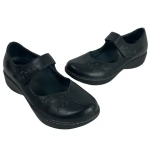Dansko Annie Clogs Leather Embroidered Mary Jane  Size 41 (10.5-11) Black