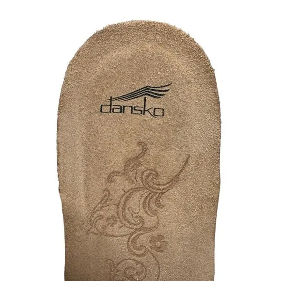 DANSKO Brown Leather Paisley Embossed Leather Thong Sandals Size 9.5 10 US 40 UK