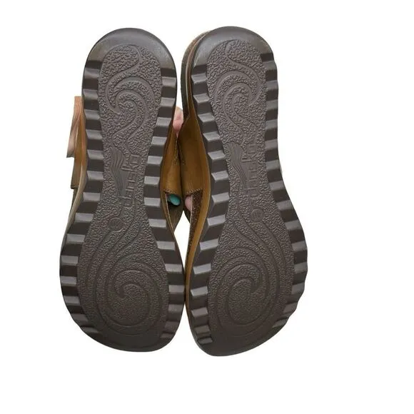 DANSKO Brown Leather Paisley Embossed Leather Thong Sandals Size 9.5 10 US 40 UK