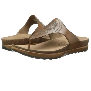 DANSKO Brown Leather Paisley Embossed Leather Thong Sandals Size 9.5 10 US 40 UK