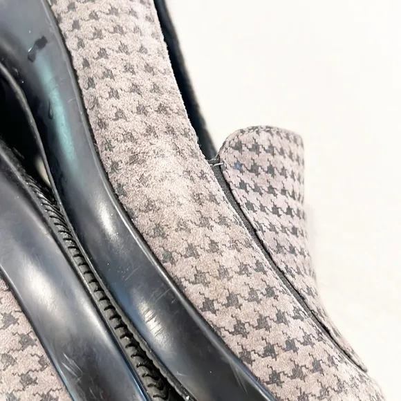 DANSKO Debra Suede Houndstooth Grey Black Loafer Wedge Shoes Size 41 10.5 - 11