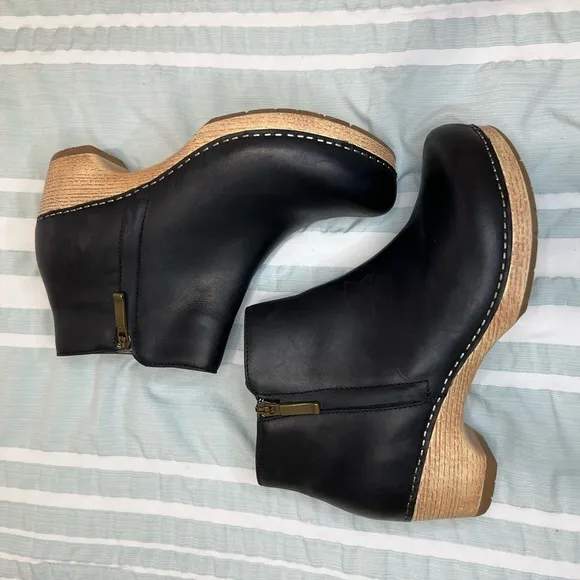 Dansko Lizanne Leather Clog Boot Zip Comfortable Bootie size 39