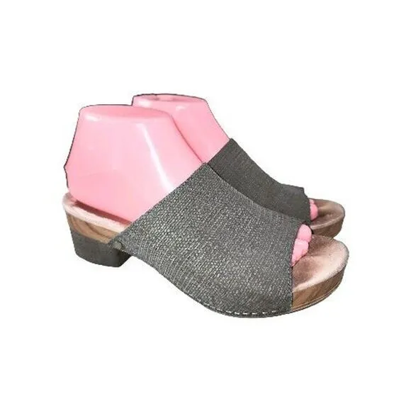 DANSKO MACI 7.5/8 Textured Sage Green Leather Slide On Mule Boho Clog Sandals
